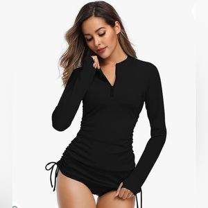 Women's Long Sleeve UV Sun Protection Rash Guard Side Adjustable XS NEW